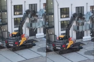 Read more about the article Na Alemanha, vingança faz empresário destruir a fachada de um prédio com escavadeira