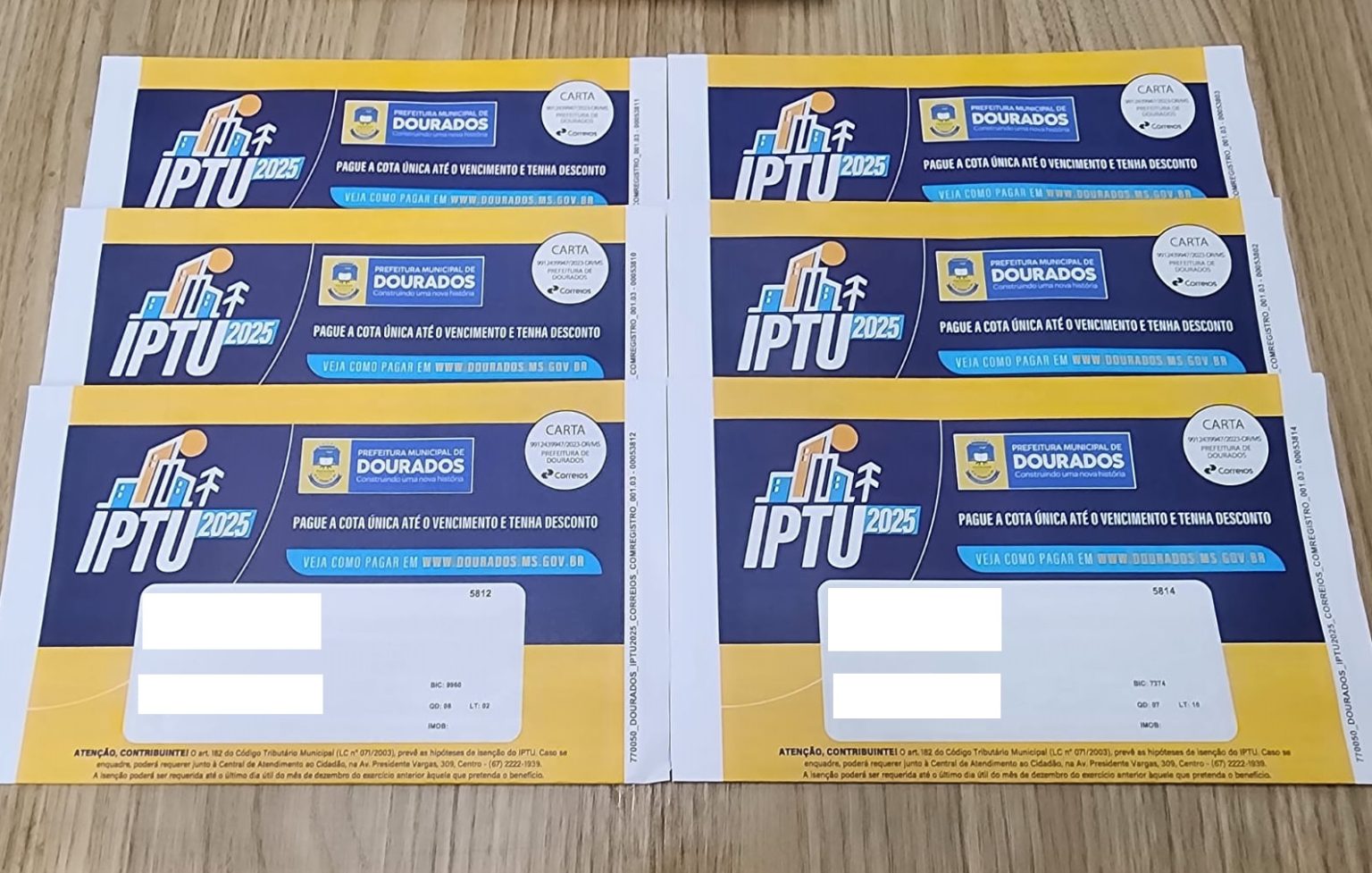 No momento, você está visualizando Correios começam a entregar carnês do IPTU em Dourados