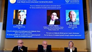 Leia mais sobre o artigo Prêmio Nobel de Economia vai para trio que explicou o crescimento econômico impulsionado pela inovação