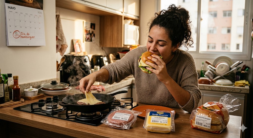 No momento, você está visualizando DIA DO HAMBÚRGUER : Fazer sanduíche em casa é 43% mais barato do que comer fora, aponta VR